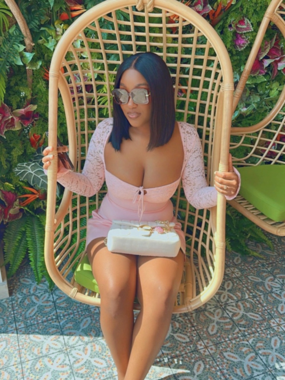 Blush Lace-Sleeve Bodycon Mini Dress - Picture 2 of 3